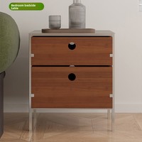 Commode en bois massif et acier inoxydable de style Bauhaus nordique, meuble de rangement grande capacité pour salon et chambre, table d'appoint de canapé