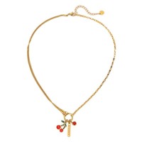 Dubbellaagse roestvrijstalen ketting met hart, zon, gouden kersen, liefde, kompas, uniek kompas-zon ontwerp, modieuze hanger ketting