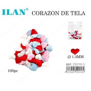 Coriandoli a Forma di Cuore in Tessuto ILAN 1.3mm 100pz Decorazioni per Artigianato - Product Image 3