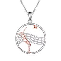 Collier pendentif joueur de volley-ball en argent sterling 925, charmant bijou sportif pour femmes et filles, cadeau idéal pour camarade de l'équipe