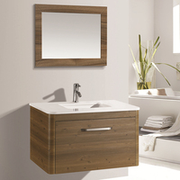 Meuble-lavabo mural moderne en MDF de qualité hôtelière avec vasque en céramique, robinet et système de drainage inclus