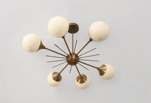 Lámpara de Techo Estilo Sputnik de Latón, Hecha a Mano, Moderna de Mediados de Siglo, 6 Luces, Globo, Estilo MCM, Vintage - Product Image 6