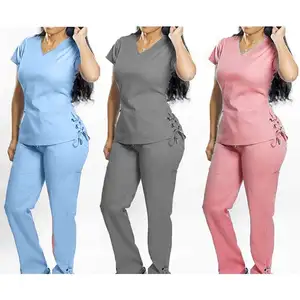 Custom Logo High Quality New Design Hospital Medical Women Nurse Tops And Pants Nursing Uniforms Scrubs Sets For Hospital