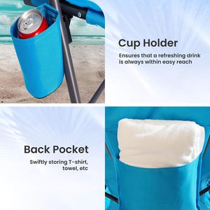 Chaise de camping et de pêche pliable portable, mobilier d'extérieur pour la plage et le camping - Product Image 6