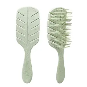 New Vented Wheat straw leaf shaped Label Eco-friendly Detangling Hair Brush