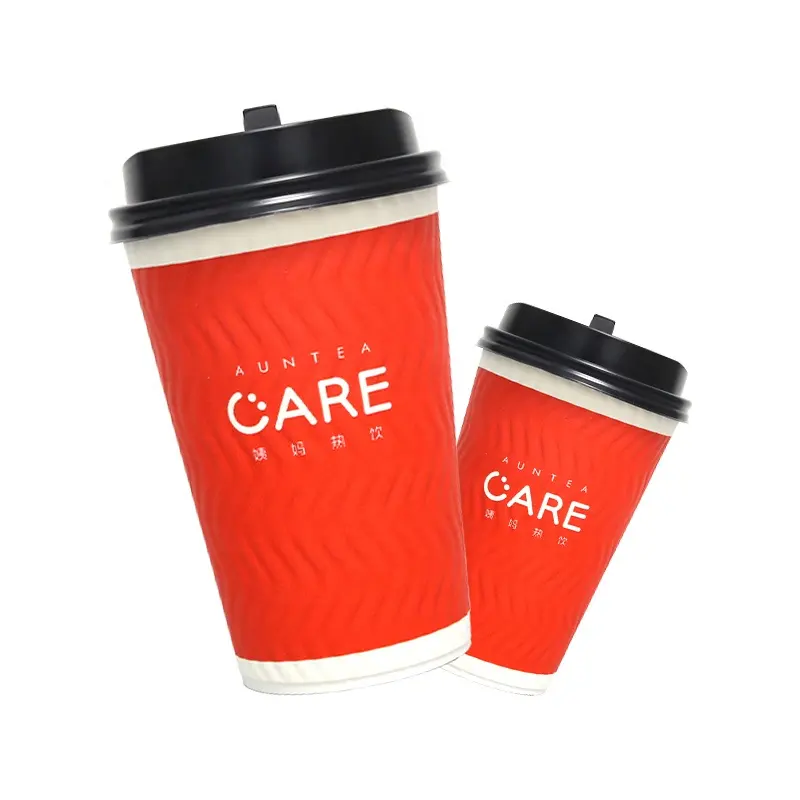 Logo personalizzato tazza di alta qualità bicchieri di carta biodegradabili ghiaccio e tazze di caffè usa e getta calde con coperchi