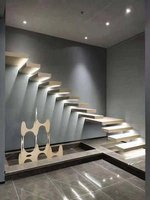 Escalier flottant en verre pour maison moderne, escalier avec garde-corps transparent, escalier flottant haut de gamme