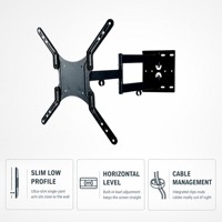 Support mural pour téléviseur DMP NPLB136M-SW Slim Full Motion, support articulé pour moniteur, 400 x 400 VESA, 23-55 pouces, noir