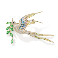 XILIANGFEIZI 2026 Bijoux de mode Émail Or 14 carats Zircon Broches en forme de branche, d'animal et d'oiseau