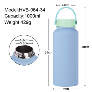 2025 Factory Direct 1L (34oz) 304 Frasco deportivo de acero inoxidable Bicolor Mix Vaso aislado portátil para exteriores Boca grande - Product Image 4