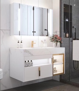 Hot Sale European Style Double Sink Bathroom <strong>Vanity</strong> Top Ready Made Bathroom <strong>Cabine</strong> ,marble Countertop Bathroom Cabinets <strong>Vanity</strong> - Product Image 2