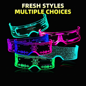Gafas Acrílicas Luminosas con Forma de Escudo, Multicolores, para Fiestas, Clubes, Actuaciones, Verano 2024 YW-CF01 - Product Image 1