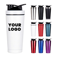 Bouteille de sport personnalisable en acier inoxydable pour la gym, gourde de fitness, shaker de protéines pour la gym, bouteille shaker pour protéines avec boule mélangeuse