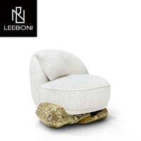 Nouvelle arrivée Design Style Personnalisé Luxe Cadre en bois massif Fauteuil à pieds en laiton Fauteuil de salon