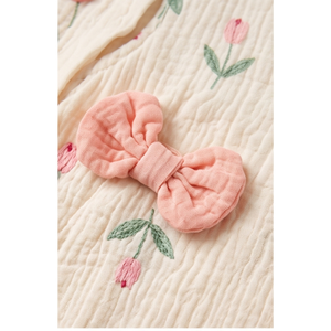 Body de Algodón Suave para Bebé Niña, con Bordado Floral, Sin Mangas, Cuello Camisero, Estilo Pétalo, para Primavera, Sin Etiqueta - Product Image 6