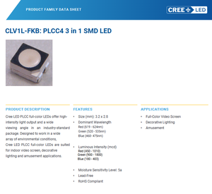 LED SMD RGB CREE CLV1L-FKB PLCC4 3528 de 4 pines, ánodo común, 2V 3.2V 120 °   Luz indicadora de visualización - Product Image 2