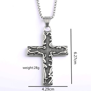 Stainless Steel <b>Cross</b> Pendant Necklace Unisex Everyday Wear Geometric Design Asymmetry Pattern 20507 - Product Image 3