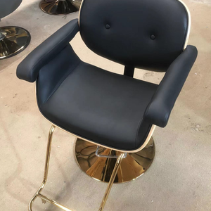 Fauteuil de Barbier Gris Foncé Pivotant en Cuir PU avec Base Métallique pour Salon de Coiffure et Studio de Beauté - Product Image 6