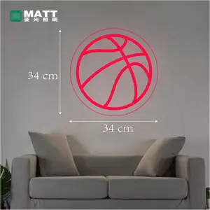 MATT 2023 pabrik manufaktur desain baru olahraga basket neon bentuk pemotong untuk dekorasi menggunakan neon led dalam ruangan kustom