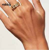 Bague à géométrie Double cercle pour femmes, bijoux de bonne qualité en acier inoxydable, PVD, offre spéciale