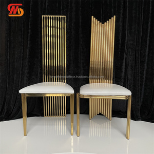 Chaise de salle à manger en acier inoxydable à dossier haut exquis à prix d'usine SMOOTH pour meubles de banquet d'événements fantaisie - Product Image 5