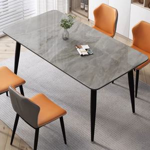 Ensemble de table à manger rectangulaire en pierre frittée de marbre de luxe, tables à manger modernes, meubles de salle à manger, table et chaises - Product Image 1