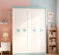Armoire rose pour chambre à coucher, armoire pour filles, armoire à portes coulissantes pour appartement locatif, armoire à assembler