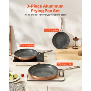 Wholesale Overseas Stock Free Shipping 3 Piece Frying <b>Pan</b> Aluminum <b>Skillet</b> Set 8 10 12 in Handle Pre-Seasoned - Product Image 3