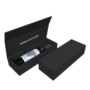 Custom Magnetic Wine Gift <b>Box</b> Single <b>Bottle</b> Luxury Black Rigid Cardboard Wine Packaging <b>Box</b> For Red Wine Champagne With Logo Pri - Product Image 1