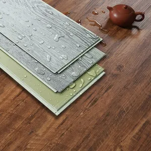 Piso laminado de madeira à prova d'água, decorativo, grão de madeira, pvc, planilha de vinil, fechamento spc, para hotel