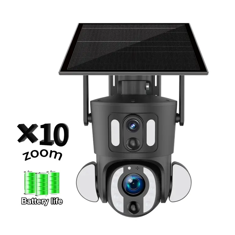 카메라 ubbox ip 카메라 태양 광 줌 4g 블랙 듀얼 렌즈 카메라