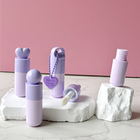 Conteneur de gloss à lèvres personnalisé de 5 ml en ABS violet avec bouchon à vis, recyclable, flacon de gloss à lèvres DIY avec un grand pinceau et un logo personnalisé