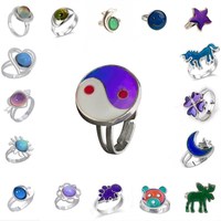 Bague d'humeur en gros qui change de couleur selon la température pour femmes et filles, cadeau de fête ou de Saint-Valentin