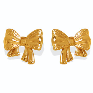 Bowknot <b>Stud</b> Earrings 18K Gold Plated <b>Titanium</b> Steel Fashionable Light Luxury High End Earrings - Product Image 5
