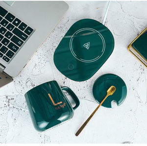 Sıcak satış sıcaklık kontrolü 55 derece akıllı isıtmalı seramik kahve fincanı kupa elektrikli şarj kupa ısıtıcı kaşık ile - Product Image 1