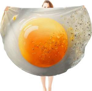 Manta gigante divertida con estampado de huevos, manta redonda de franela suave para adultos y niños - Product Image 4