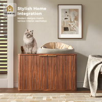 Armoire de rangement à 2 portes HarmTai en bois cannelé, style moderne minimaliste, pour salon ou chambre à coucher