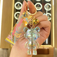 En gros, porte-clés et pendentif en acrylique cristallin coloré en forme d'ours, petit et mignon, pour sacs, voitures et sacs d'école, cadeau pour couples et enfants