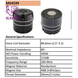 Accesorios para Altavoz con Driver de Compresión 4599, Tweeter con Pegamento Negro, Bobina de Neodimio de 89 MM, Rango Medio de 3.5 Pulgadas, 400W y Bobina de Voz Doble - Product Image 6