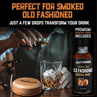 Kit de Ahumador para Cócteles de Whisky - Virutas de Madera de Roble Premium de EE. UU., Sirope Old Fashioned, 8 Sabores, Combustible de Butano, Caja de Regalo de Madera