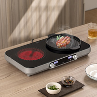 Cuisinière électrique infrarouge domestique 3500W à deux brûleurs, plaque vitrocéramique multifonction