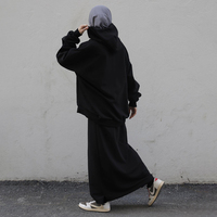 Ensemble 2 pièces personnalisé en coton, sweat-shirt et jupe oversize, collection automne-hiver, pour femmes musulmanes, grandes tailles, vêtements islamiques