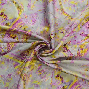 Custom Digital Tropical Print Soft Spandex Polyester Silky Amani Satin Fabric for Apparels