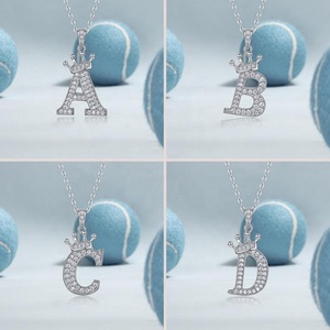 Dainty PASS ทดสอบเพชรสวมใส่ทุกวันเครื่องประดับดี925เงิน unisex 26ตัวอักษรเริ่มต้นสร้อยคอจี้เพชร <span class=keywords><strong>Moissanite</strong></span> เย็น - Product Image 4