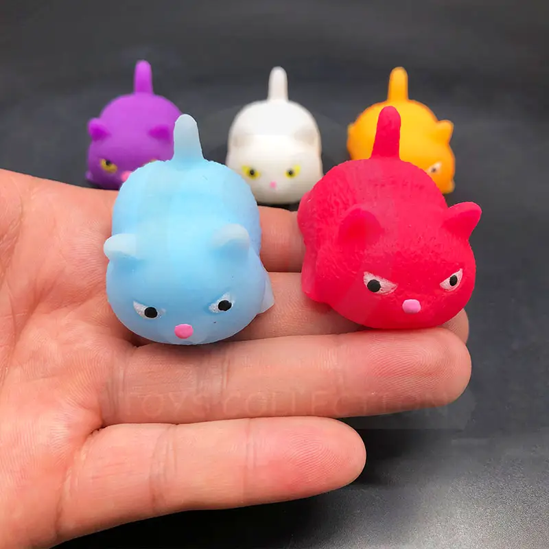 New Design 3D Animals TPR Eco-friendly Stretchy Soft Kawaii Mini Cat Mochi Squishy Toys For Kids