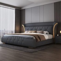 Großhandel Modernes Luxus-Polsterbett im neuen Design, Queen- und King-Size-Doppelbett mit Holzrahmen und erweiterbarem Stauraum, Schlafzimmermöbel