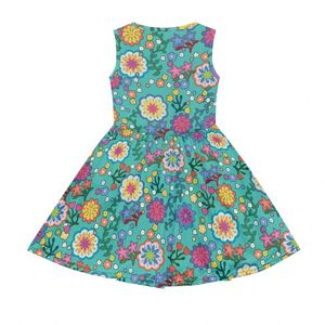 Proveedor de <span class=keywords><strong>ropa</strong></span> infantil barata al por mayor, falda de verano sin mangas personalizada para niñas, <span class=keywords><strong>ropa</strong></span> floral con bolsillos para 10-11 años - Product Image 4