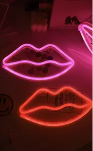 LED Lips Mouth Kiss Neon Light Lamp Sign for Desk Wall Decor Restaurant Bar Office