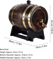 Baril de whisky en bois 3L Distributeur de baril de chêne en bois avec support Seau à vin en bois avec robinet