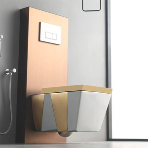 Inodoro de pared de cerámica con descarga automática, sin marco, para montaje, sanitario - Product Image 4